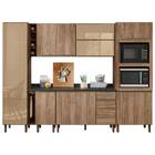 Cozinha Camilla Com Adega E Tampo 25mm 11 Portas Amêndoa Carv