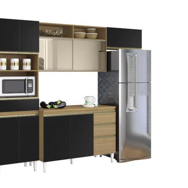 Cozinha Clara Vidro Reflex Com Balcão E Tampo Atacama/preto F