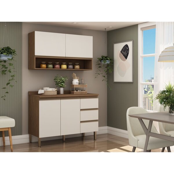 Cozinha Clássica Aéreo Com Nicho 120cm Balcão 120cm E Tampo É