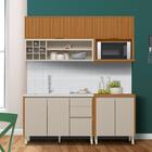 Cozinha Com Armário Aéreo Porta Em Ripado 4 Peças Nature Off