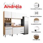 Cozinha Com Balcão E Tampo 120cm Andréia Amêndoa Branco - Ajl