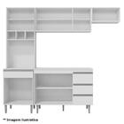 Cozinha Com Balcão E Tampo 120cm Andréia Amêndoa Branco - Ajl