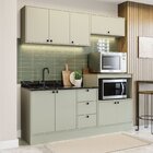 Cozinha Com Rodapé 4 Peças Rubi Yescasa Verde Oliva