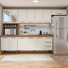 Cozinha Com Vidro Reflecta 12 Portas 3 Gavetas Atenas  Nature