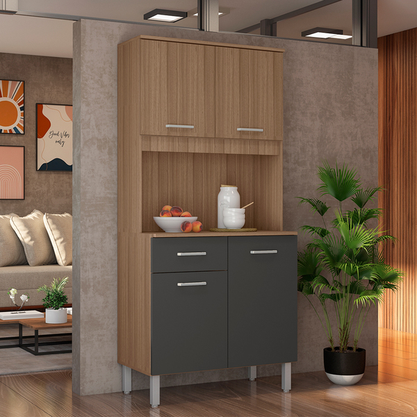 Cozinha Compacta 04 Portas 01 Gaveta Vip Montana/grafite Madi