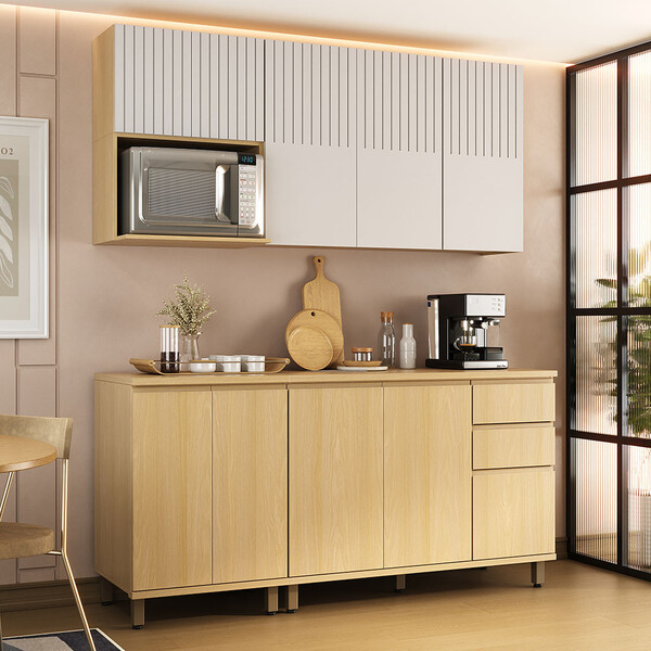 Cozinha Compacta 100 Mdf 5 Peças Com Tampo E Nicho Para Micro