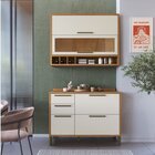 Cozinha Compacta 100% Mdf 2 Peças 4 Portas 3 Gavetas E Vidro