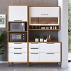Cozinha Compacta 100% Mdf 3 Peças 6 Portas 5 Gavetas E Vidro