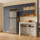 Cozinha Compacta 100% Mdf 3 Peças 8 Portas Com Vidro Itália E