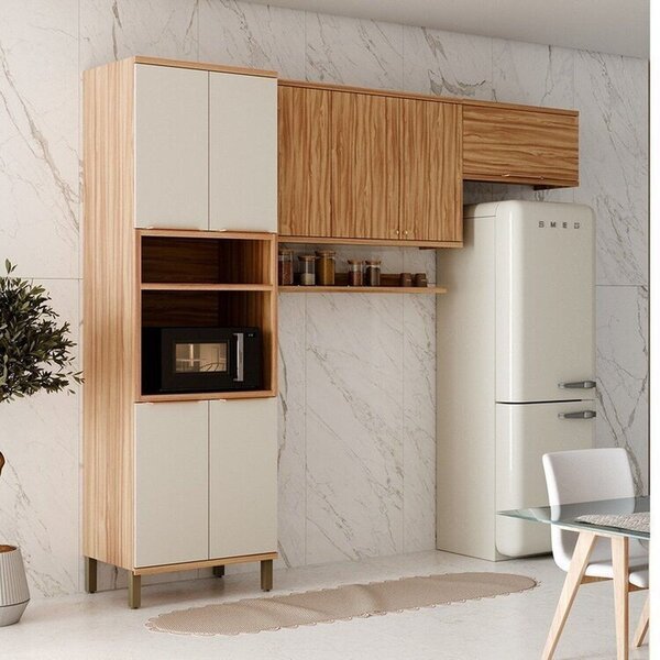 Cozinha Compacta 100% Mdf 3 Peças Com 8 Portas E Prateleira 2