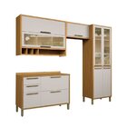 Cozinha Compacta 100% Mdf 4 Peças 9 Portas 3 Gavetas E Vidro
