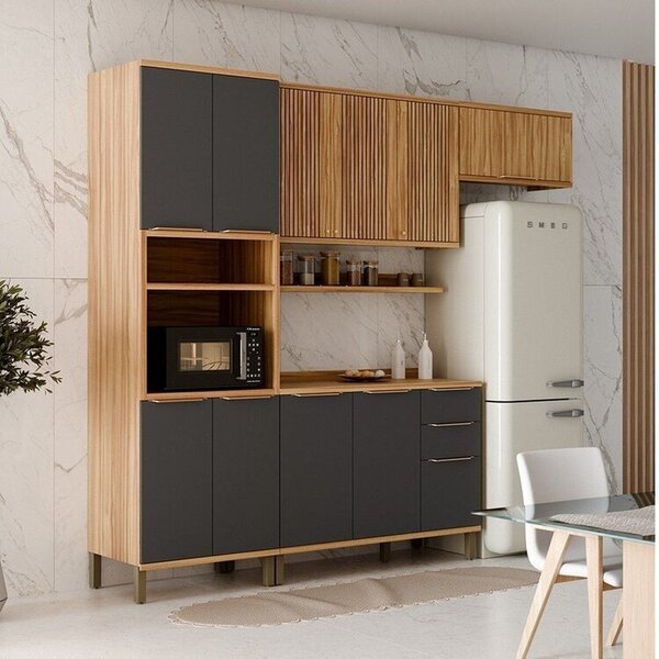 Cozinha Compacta 100% Mdf 4 Peças Com 10 Portas E Prateleira