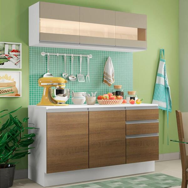 Cozinha Compacta 100% Mdf Madesa Smart 120 Cm Modulada Com Ba