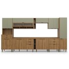Cozinha Compacta 10 Peças 15 Portas 8 Gavetas Paris Nogal Man