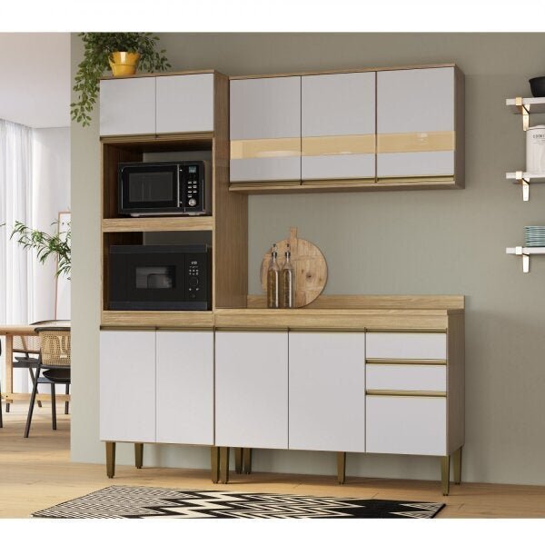 Cozinha Compacta 10 Portas 2 Gavetas 100% Mdf Com Tampo E Pux