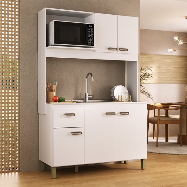 Cozinha Compacta 120cm 100% Mdf 15cm 5 Portas E 1 Gaveta Bran