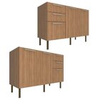 Cozinha Compacta 120cm 2 Peças, 5 Portas E 3 Gavetas Freijó