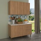 Cozinha Compacta 120cm 2 Peças, 5 Portas E 3 Gavetas Freijó