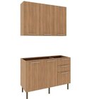 Cozinha Compacta 120cm 2 Peças, 5 Portas E 3 Gavetas Freijó