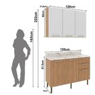 Cozinha Compacta 120cm 3 Peças, 5 Portas E 3 Gavetas Freijó/b