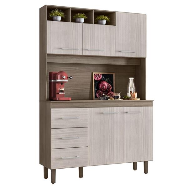 Cozinha Compacta 120cm 5 Portas 3 Gavetas Milão P14 Malbec/av