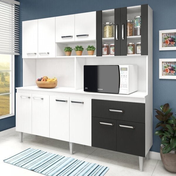 Cozinha Compacta 12 Portas 1 Gaveta Amanda Yescasa Branco/gra