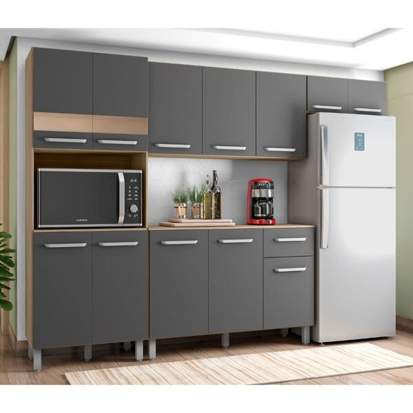 Cozinha Compacta 12 Portas 1 Gaveta Com Balcão Tampo Sintra C