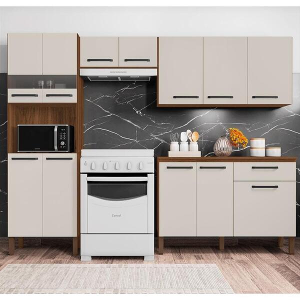 Cozinha Compacta 12 Portas 1 Gaveta Nogueira Off White