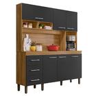 Cozinha Compacta 160cm 6 Portas 3 Gavetas Mônaco P14 Nature/p