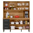 Cozinha Compacta 160cm 6 Portas 3 Gavetas Mônaco P14 Nature/p