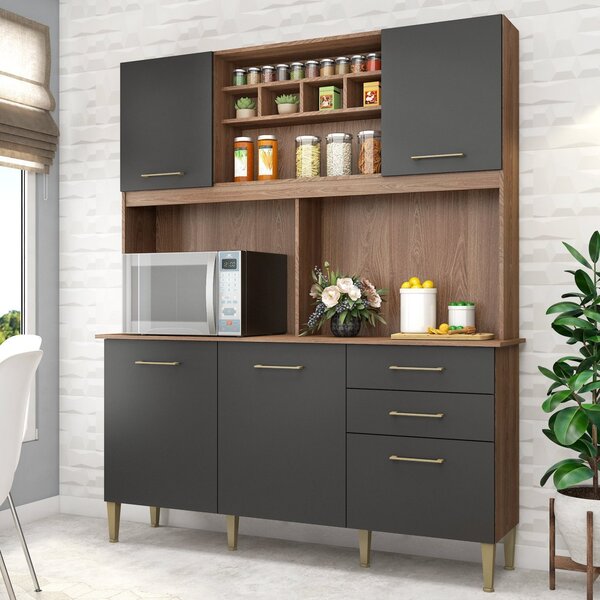 Cozinha Compacta 162cm 5 Portas 2 Gavetas Alice  Manchester/g