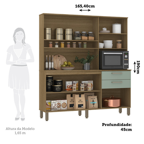 Cozinha Compacta 165,40cm 7 Portas E 2 Gavetas Com Tampo 353