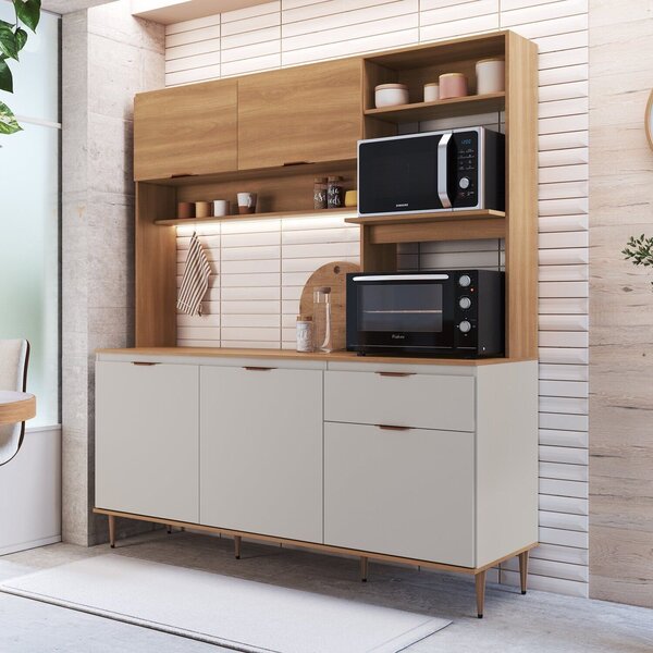 Cozinha Compacta 180cm Com Tampo E Espaço Para Forno E Microo