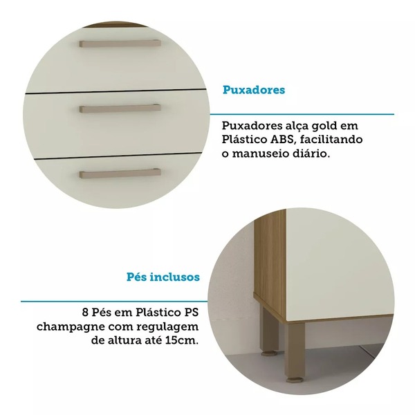 Cozinha Compacta 182 10cm 8 Portas E 2 Gavetas Sem Tampo Sem