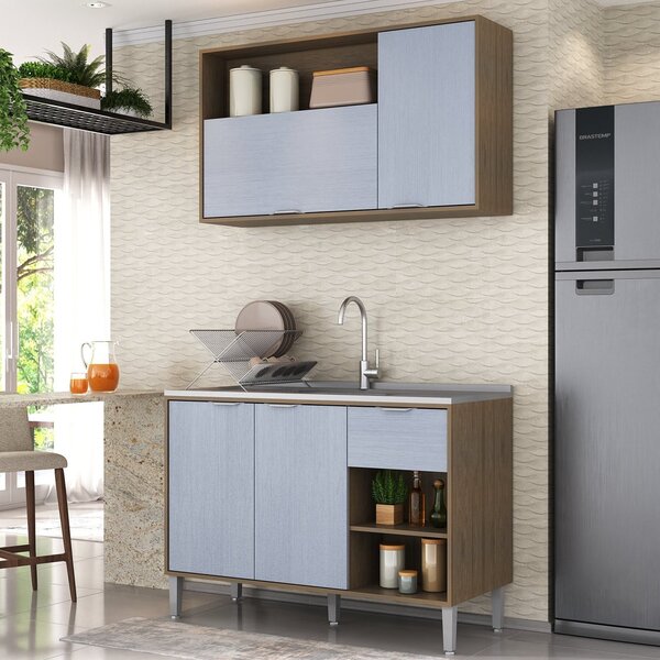 Cozinha Compacta 1 Balcão 1 Armário Aéreo Inovatta Hecol Móve