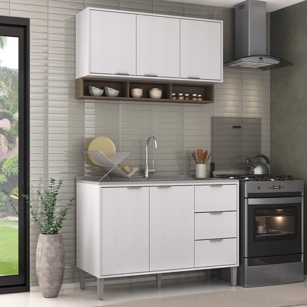 Cozinha Compacta 1 Balcão 1 Armário Aéreo Inovatta Hecol Móve