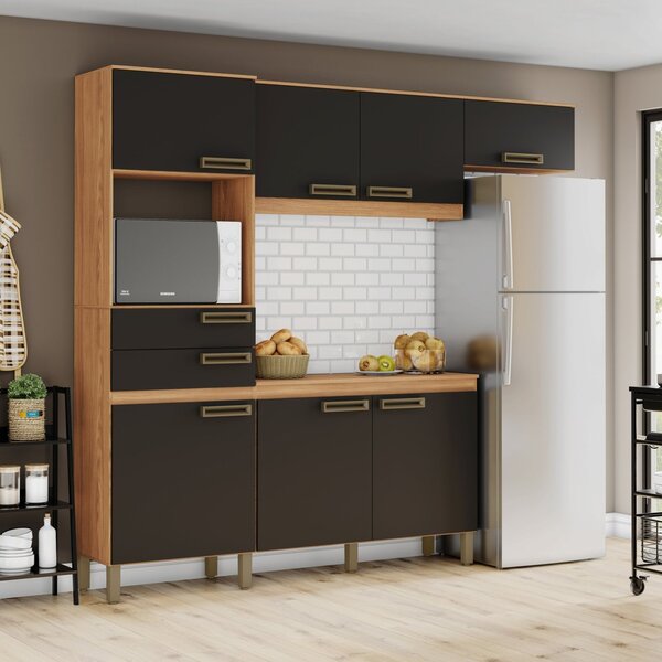 Cozinha Compacta 1 Balcão Com Tampo 1 Armário Alto E 1 Armári