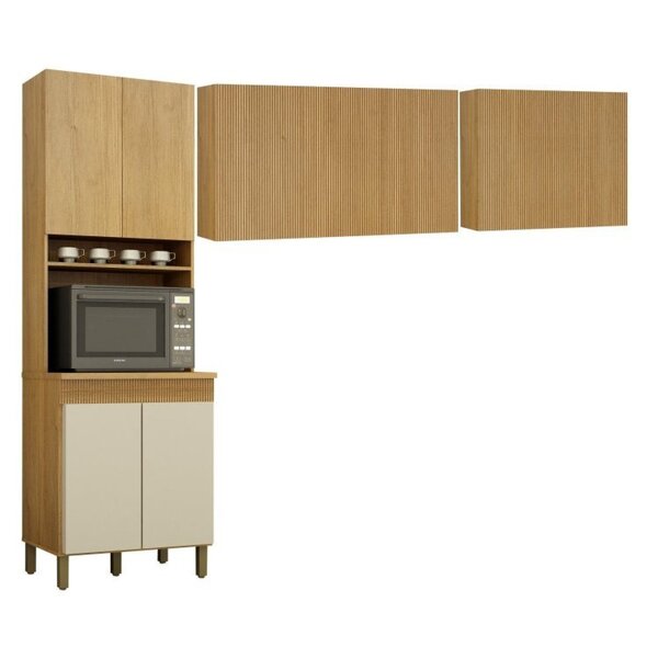 Cozinha Compacta 1 Paneleiro E 2 Armários Aéreos Dakota Cinam