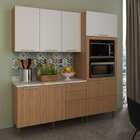 Cozinha Compacta 200cm 3 Peças, 6 Portas E 5 Gavetas Freijó/b