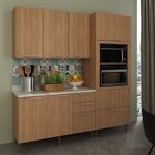 Cozinha Compacta 200cm 4 Peças, 6 Portas E 5 Gavetas Freijó