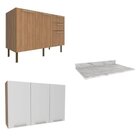 Cozinha Compacta 200cm 6 Peças, 9 Portas E 3 Gavetas Freijó/b