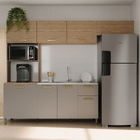 Cozinha Compacta 8 Portas e 1 Gaveta 258x210x52cm Madeira Nogueira Fendi Kappesberg