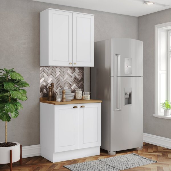 Cozinha Compacta 2 Peças 100% Mdf Com Tampo Americana Branco