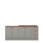 Cozinha Compacta 2 Peças 100% Mdf Com Tampo Americana Cinza/n