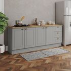 Cozinha Compacta 2 Peças 100% Mdf Com Tampo Americana Cinza/n