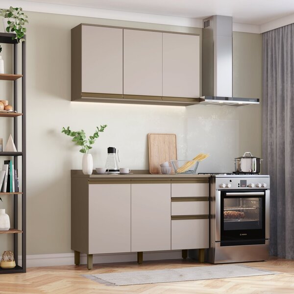 Cozinha Compacta 2 Peças 100% Mdf Com Tampo Connect Duna/cris