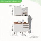 Cozinha Compacta 2 Peças 3 Portas 2 Gavetas Pérola Branco