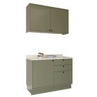 Cozinha Compacta 2 Peças 3 Portas 3 Gavetas Sevilha Verde Hil