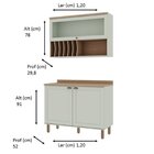 Cozinha Compacta 2 Peças 3 Portas Balcão 120cm Tampo Mdf Ilum