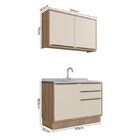 Cozinha Compacta 2 Peças 3 Portas Viena Freijó / Cinza Argila